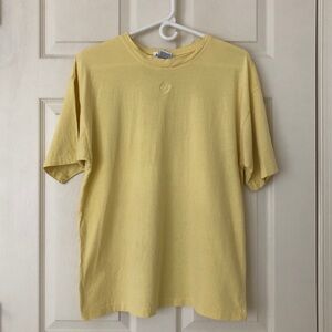 Vintage Ann Taylor Single Stitch Yellow Cotton Tee Shirt Embroidered Crest